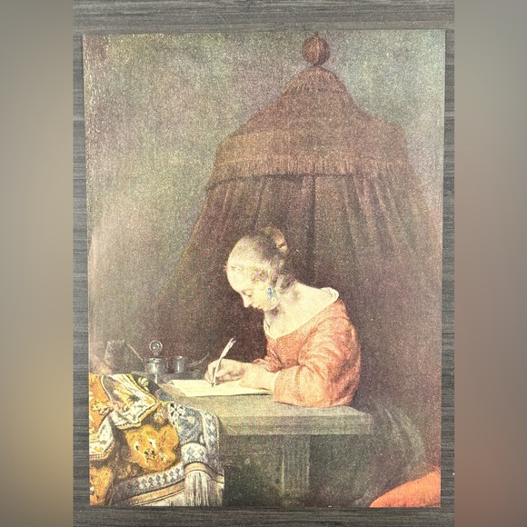 Gerard Terburg TER BORCH The Letter Original Vintage Fine Art Print 1930’s Dutch - Picture 2 of 7